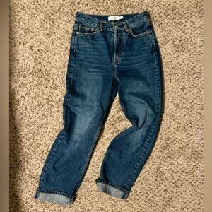 & Other Stories 100% cotton rigid denim - straight/wide leg high rise crop jeans